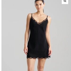 Natori Bliss Serenity Cotton Chemise slip dress in Black
